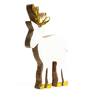 Декоративная фигурка 15x12x2,5смDE'NASTIA Лось большой бело-золотой дерево манго 000000000001225949