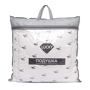 Подушка 70x70см LUCKY белый с серым кантом искусственный Лебяжий пух полиэстер 000000000001210035