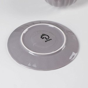 Чайная пара 200мл 15см ДОЛЯНА Вивьен серая фарфор 000000000001210608