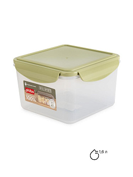 Контейнер с крышкой 1,6л PHIBO SMART LOCK квадратный зеленый пластик 000000000001229611