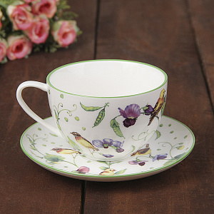 Набор чайный 12 предметов (чашка 220мл-6шт/блюдце-6шт) ДОЛЯНА Зеленый сад фарфор 000000000001210613