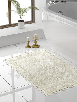 Коврик для ванной 60x100см DE'NASTIA кружево молочный хлопок 000000000001181259