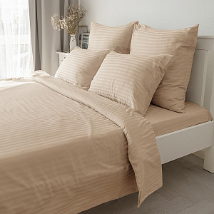 Пододеяльник 200x220см DE'NASTIA бежевый страйп-сатин 1см хлопок 100% 000000000001208197