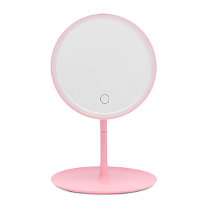 Зеркало настольное 28,5см с подсветкой розовое 000000000001222693