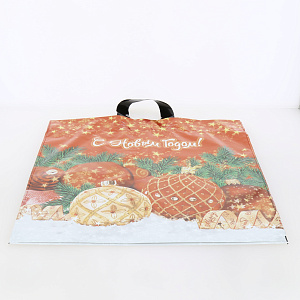 Пакет с петлевой ручкой 44х44см 70мкм ИНТЕРПАК Золотые звезды полиэтилен 000000000001215330