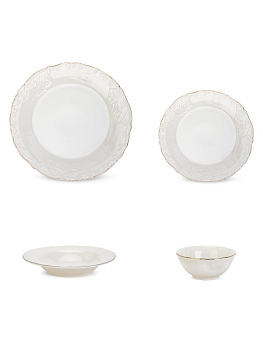 Набор столовой посуды 24 предметов Beatrice (обеденная 27см-6шт/десертная 20см-6шт/суповая 20см-6шт/салатник 14см-6шт) фарфор 000000000001229765