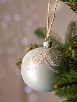 Декоративное украшение 9см Шар 4,5 БИРЮСИНКА Морозный стекло 000000000001179986