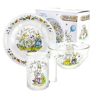 Набор детской посуды 3 предмета ND PLAY Кроль-Вилль Любовь в сердце стекло 000000000001217878