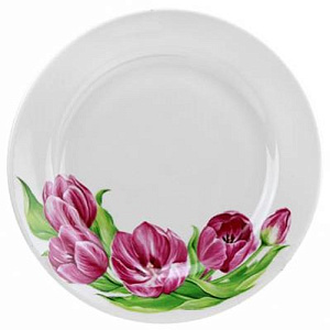 Тарелка фарфор десертная 175 мм супадкий край Розовые тюльпаны,092952 000000000001193461