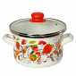 Кастрюля 5л OMELIA Клубника цилиндрическая форма стеклянная крышка эмаль