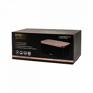 Хлебница 30,5x18,5x12,5см DE'NASTIA деревянная крышка черный нержавеющая сталь 000000000001223846