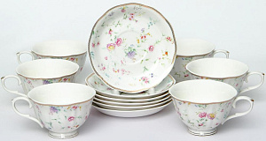 Набор чайный 12шт 6чашек 250мл/6блюдец фарфор Бруни подарочная упаковка Золото Balsford 174-42003 000000000001197934