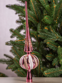 Новогоднее украшение 1шт 33см Верхушка розовый пластик 000000000001209027