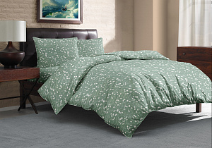 Комплект постельного белья 1,5сп LUCKY (пододеяльник 145х215см, простынь 150х220см, наволочки 50х70см-1шт) Полевые ромашки изумруд поплин хлопок 100% 000000000001218272