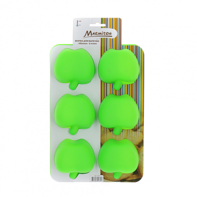 Форма для выпечки Яблоки Marmiton, зеленый, силикон 000000000001125302