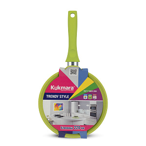 Сковорода блинная 22см KUKMARA Trendy style с ручкой антипригарное покрытие Lime алюминий 000000000001209038
