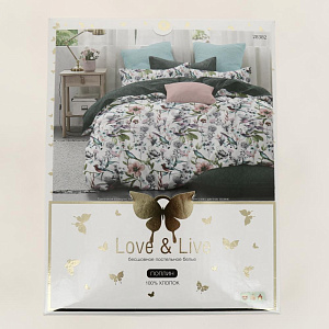 КПБ 1,5сп Любовь и жизнь поплин, 100% хлопок, плотность 115гр., (наволочки 2шт 70*70, простынь 150*215, пододеяльник 145*215) арт. 28382/1,5 000000000001202025