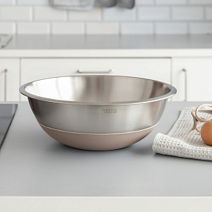 Миска для смешивания продуктов 28,8см 3,7л DE'NASTIA силиконовое дно бежевый нержавеющая сталь 000000000001222313