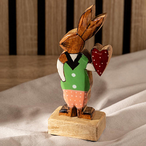 Декоративная фигурка 20x8x5см DE'NASTIAЗайка с сердцем дерево манго 000000000001225941