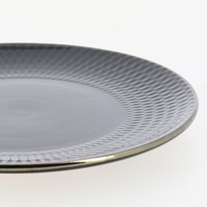 Тарелка десертная 19,7см LUCKY Точки металлическая кайма плоская черный керамика 000000000001211248