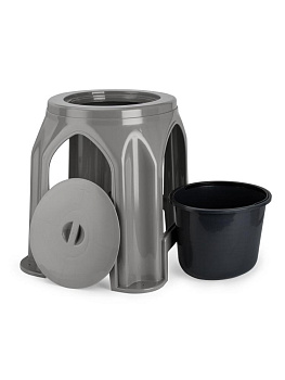 Портативный туалет 42х39см для взрослых серый полиэтилен 000000000001227343