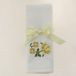 Набор кухоных полотенец 45х70см(2шт) LUCKY вафля ВЫШИВКА белый/желтый D000192 000000000001204423