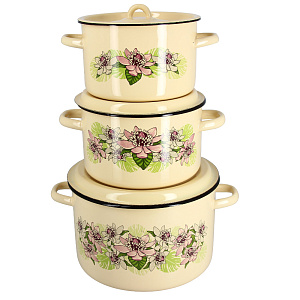 Набор посуды СТАЛЬЭМАЛЬ (2,9л+3,9л+7л) цилиндрическая форма эмалированная сталь 000000000001114770