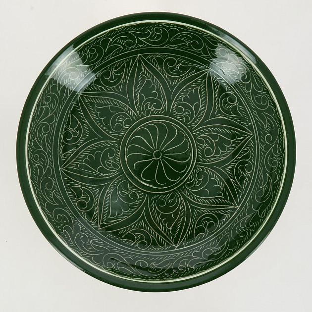 Блюдо (ляган) 20см ROSHIDON CERAMIK глубокий рисунок гравюра green керамика 000000000001209558