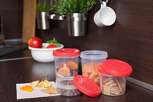 Банка для продуктов Plast Team PATTERN, с закручивающейся крышкой, 0,7л, коралловый, 115х115х102 (PT1128) 000000000001201509