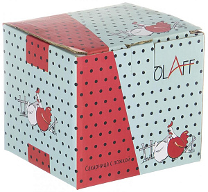 Сахарница с ложкой 10х10х9см OLAFF Куры подарочная упаковка керамика YU-11137 000000000001197962