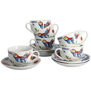 Чайный набор Синяя птица Коралл, 220мл, 12 предметов 000000000001132339
