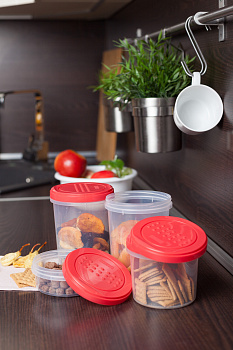 Набор банок Plast Team PATTERN, с закручивающейся крышкой, коралловый, 2 шт. (0,7л), 115х115х133 (PT9860) 000000000001201524