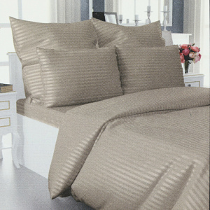 Проcтыня 210x240см DE'NASTIA бежевый страйп-сатин 1см хлопок 100% 000000000001208198