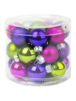 Новогоднее подвесное украшение Фуксия+голубой+зеленый из полистирола, размер 2,5 см, (набор из 24х шт) / 8х8х9,7см арт.80649 000000000001191209