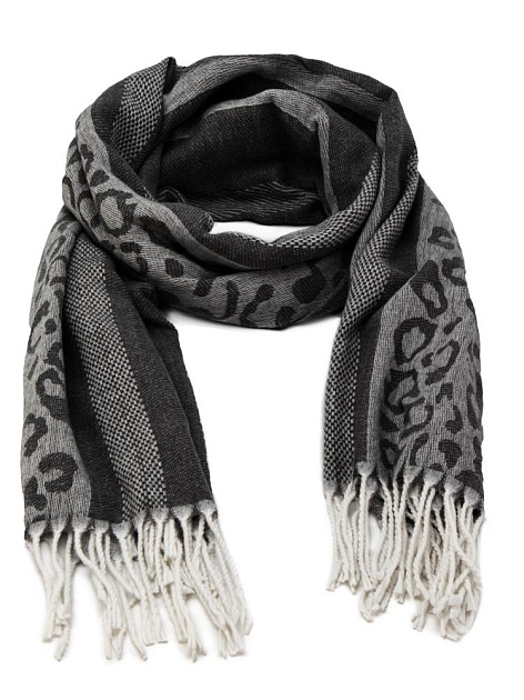 Палантин 70х180см леопард темно-серый полиэстер 000000000001229221