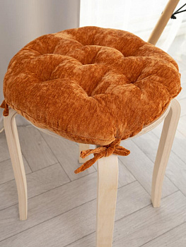 Подушка на стул 40см DE'NASTIA оранжевый велюр меланж полиэстер 000000000001226732