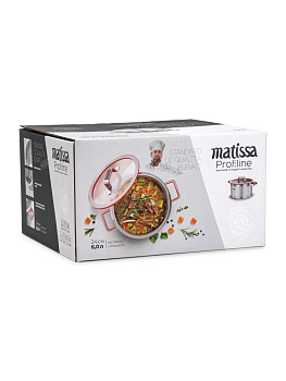 Кастрюля с крышкой 6л MATISSA красный нержавеющая сталь/силикон/стекло 000000000001227364