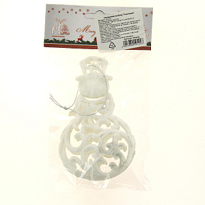 Декоративное украшение 12см Снеговик белый пластик R010506 000000000001191472