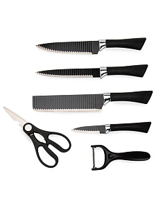 Набор ножей 6предметов (измельчитель 17см, шеф-нож 15см, для мяса 15см, для овощей 7см, ножницы 20см, овощечистка 14см) нержавеющая сталь/полипропилен 000000000001229397