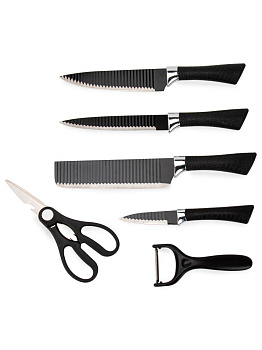 Набор ножей 6предметов (измельчитель 17см, шеф-нож 15см, для мяса 15см, для овощей 7см, ножницы 20см, овощечистка 14см) нержавеющая сталь/полипропилен 000000000001229397