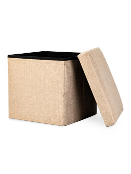 Пуфик складной 30х30х30см куб бежевый рогожка 000000000001226407