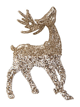 Декоративное украшение Олень на елку 12см золотой пластик 000000000001228105