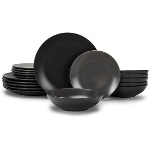 Набор столовой посуды 18 предметов Grey (обеденная 26,5см-6шт/десертная 20см-6шт/салатник 20см-6шт) керамика 000000000001217929