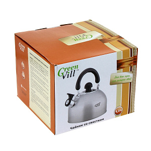 Чайник со свистком Коралл, 4л, нержавеющая сталь 000000000001108171