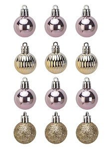 Декоративное украшение Набор шаров 12шт 3см серия Розовое золото микс пластик 000000000001228092
