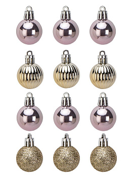 Декоративное украшение Набор шаров 12шт 3см серия Розовое золото микс пластик 000000000001228092