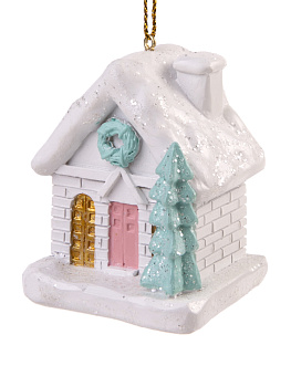 Новогоднее подвесное украшение Новогодний Домик из полирезины / 6х5х4см арт.80068 000000000001191417