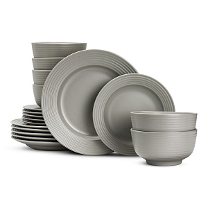 Набор столовой посуды 18 предметов LUCKY полосы молочный керамика 000000000001221944