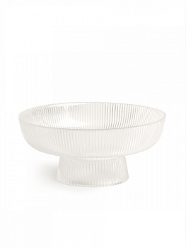 Фруктовница 20,5см 810мл DE'NASTIA Гофре прозрачный стекло 000000000001227968