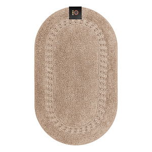 Коврик для ванной 60x100см DE'NASTIA овал кружево2 бежевый хлопок 100% 000000000001219249